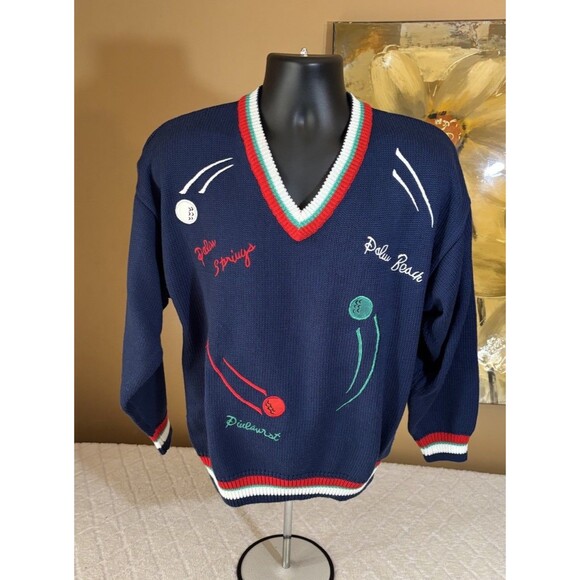 Quantum Sportswear Other - Vintage Quantum Sportswear Golf Themed Embroidered Striped Sweater Men’s Size L
